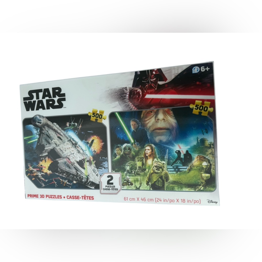 Star Wars 3D Puzzle Set of 2 × 500pc Prime 3D Scenes Millennium Falcon Jedi
